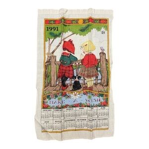 Mary Engelbreit Vintage 1991 Make A Wish Calendar Kitchen Towel